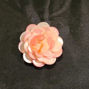 Vintage Pink Rose Button Brooch